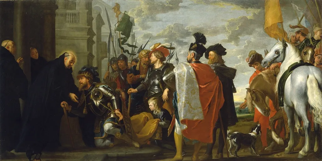 Saint Benedict receiving Totila, King of the Ostrogoths, by Gaspar de Crayer, oil, 1633