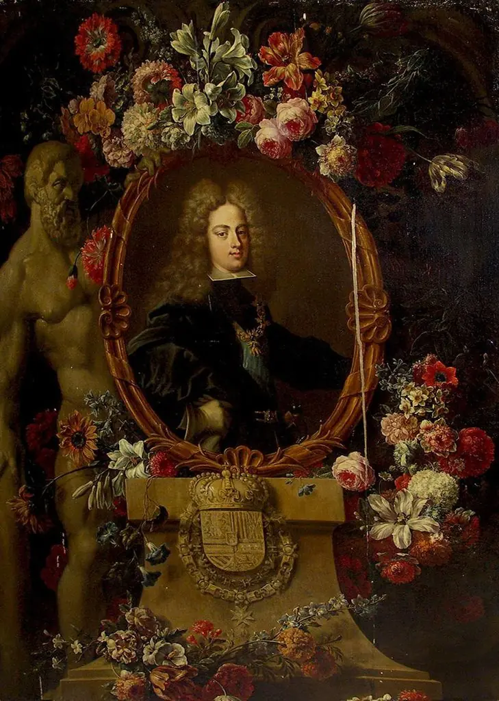 Portrait of Philip V in a Flowered Frame, by Gaspar Peeter Verbruggen the Younger
