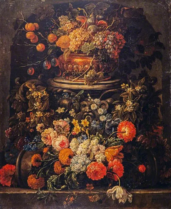 Still-life with Fruit and Flowers, by Gaspar Peeter Verbruggen the Younger