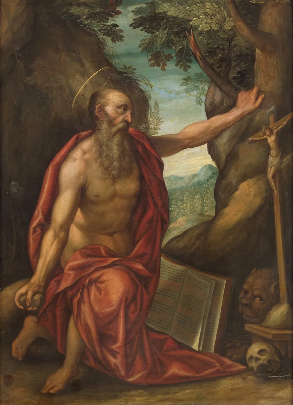Penitent St Jerome, by Gaspar Rem, oil, 1603