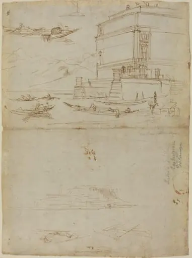 Studies of Lago Maggiore and and the Entrance to a Palazzo, by Gaspar van Wittel