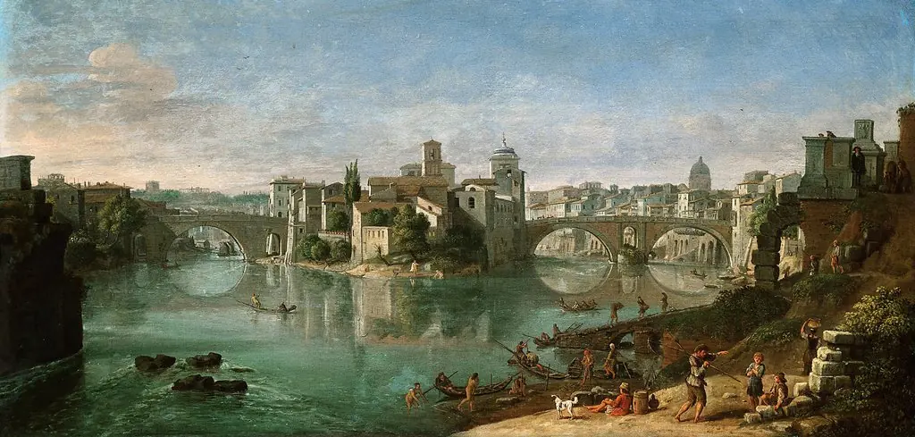 View of Tiber in Rome, by Gaspar van Wittel
