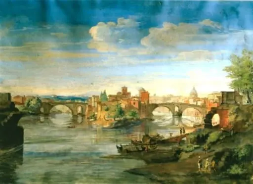 Vedută din Roma cu ponte Sisto, by Gaspar van, zis Vanvitelli Wittel