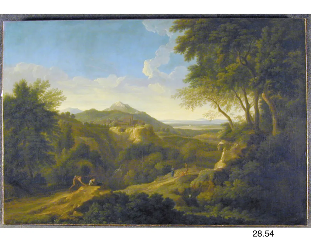 Italian Landscape, by Gaspard Dughet, oil, 1615