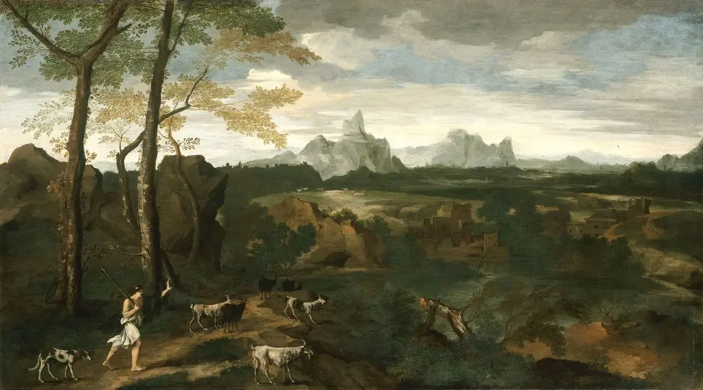 Landscape with a Herdsman and Goats, by Gaspard Dughet