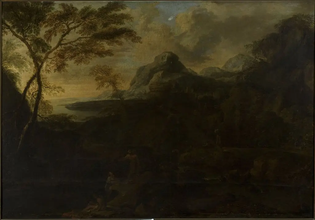 Landscape with figures at the lakeside, by Gaspard Dughet
