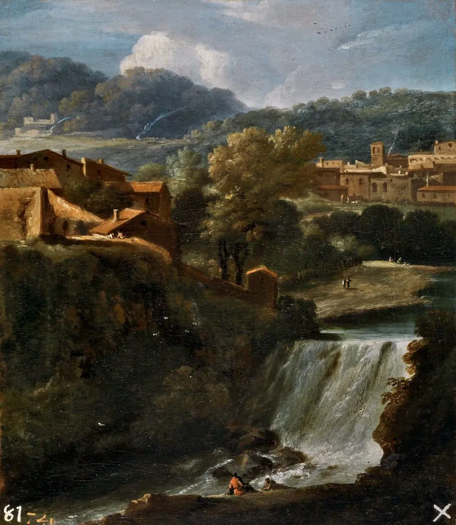Paisaje con cascada, by Gaspard Dughet