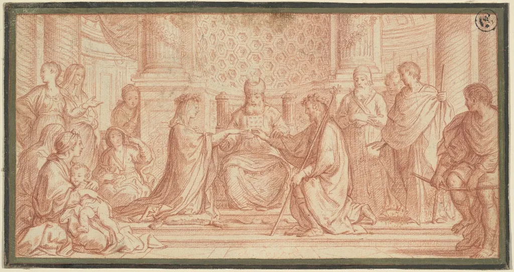 A Marriage Ceremony, by Gaspare Diziani, chalk, 1701