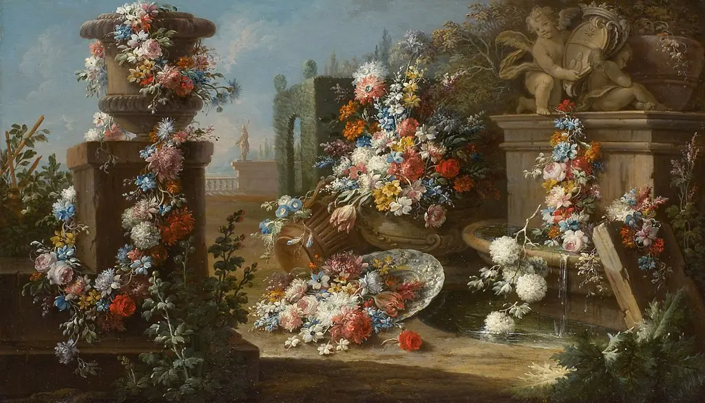 Blumen mit Parklandschaft, by Gasparo Lopez
