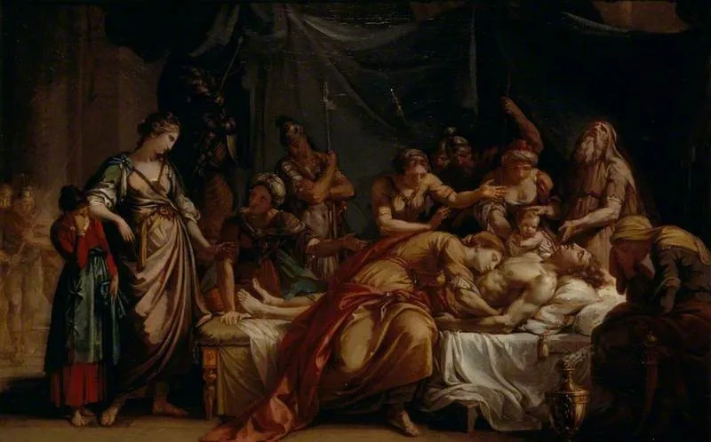 Andromache Bewailing the Death of Hector, by Gavin Hamilton, oil, 1759