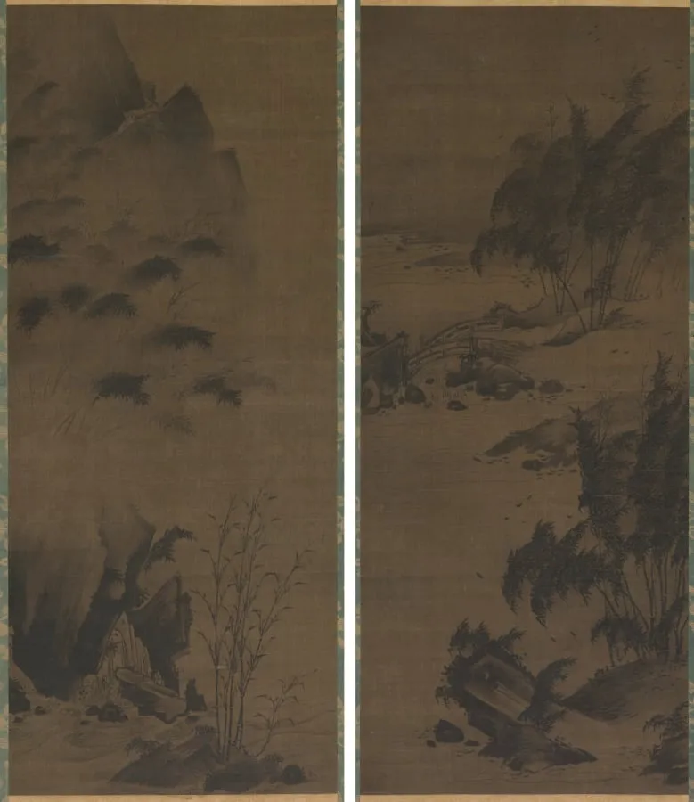 Bamboo in Rain; Bamboo in Wind, by Genga, unspecified, 1504