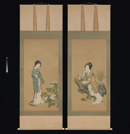 源琦筆 燕姞・楊貴妃図|Yanji with Orchids and Yang Guifei with Peonies, by Genki