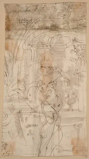An Architectural Study with an Atlantid, by Genoese 17th Century