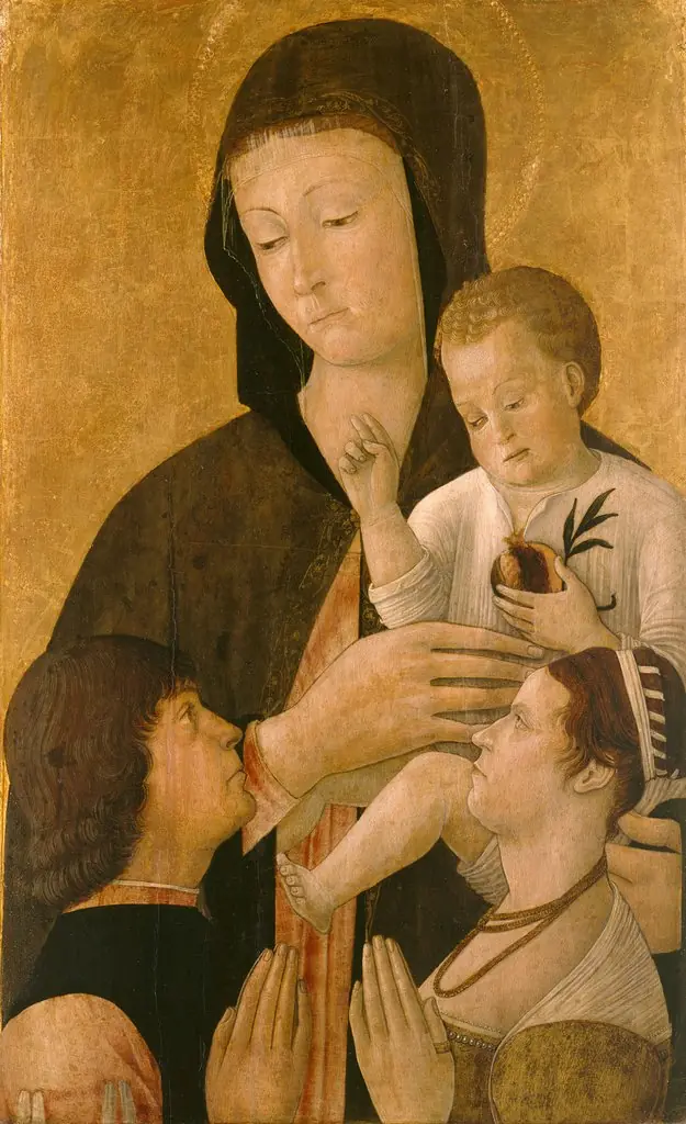 Maria with child and two donors, by Gentile Bellini