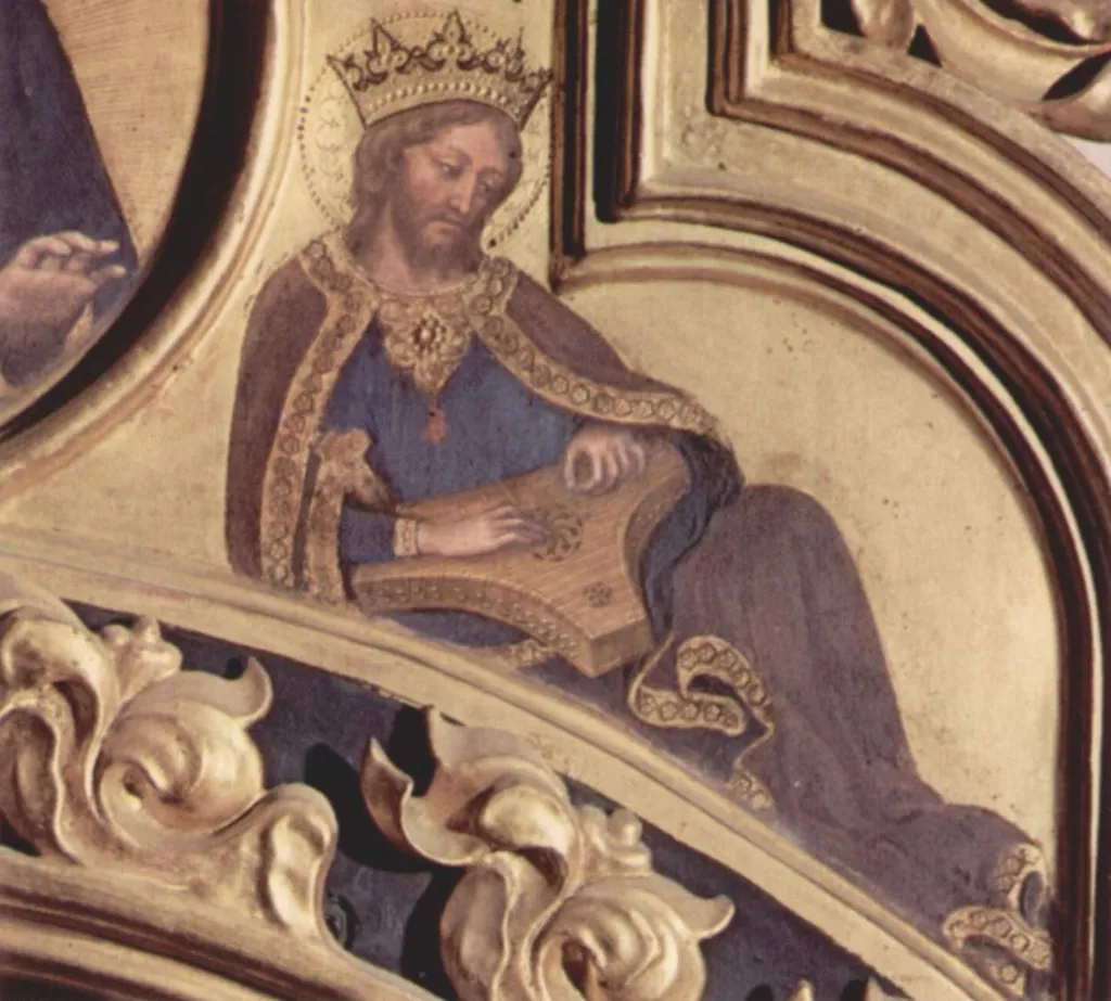 King David plays the harp, by Gentile da Fabriano, wood, 1423