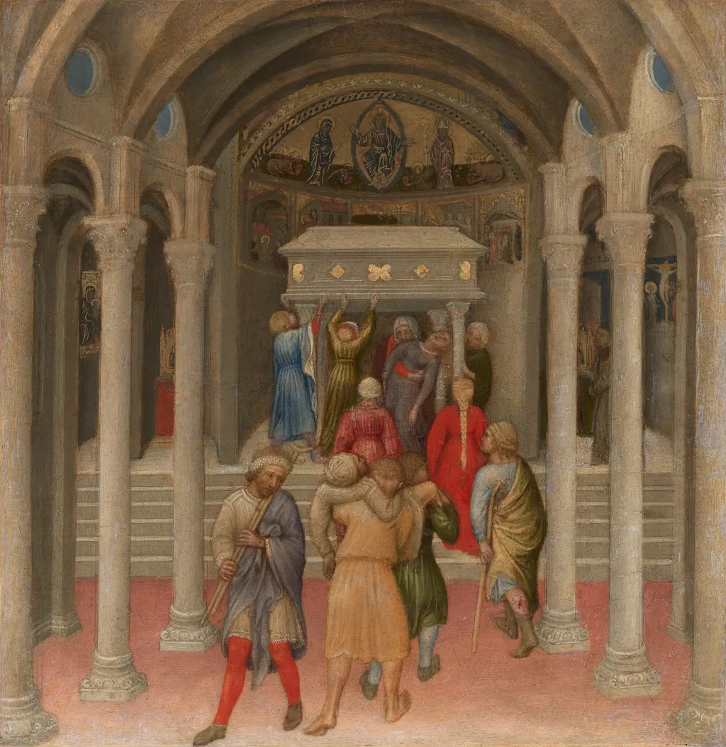 The Crippled and Sick Cured at the Tomb of Saint Nicholas, by Gentile da Fabriano, oil, 1425