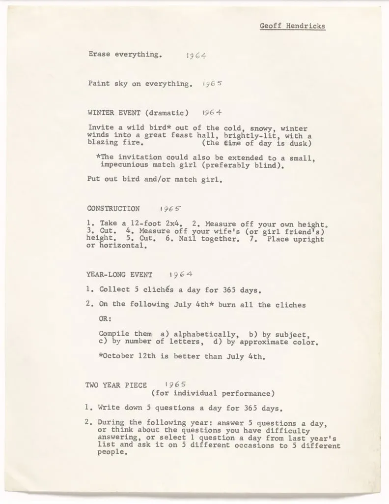 Untitled, by Geoffrey Hendricks, 1964