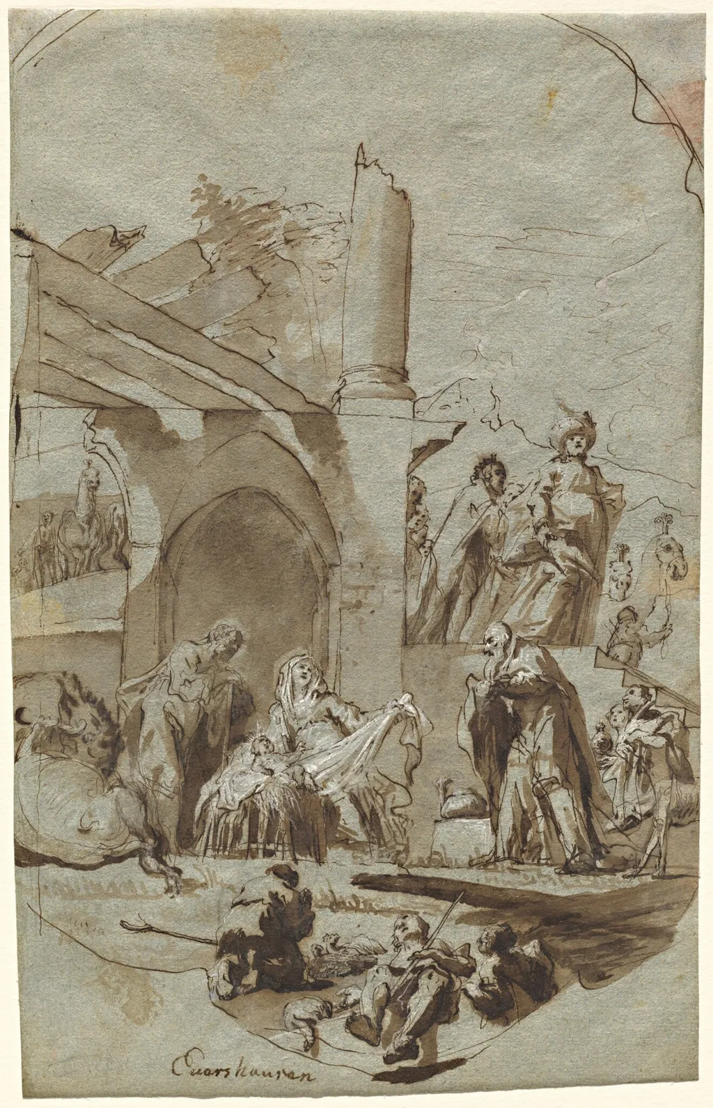 The Adoration of the Magi, by Georg Anton Urlaub, ink, 1752