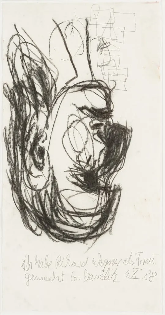 Untitled, by Georg Baselitz, charcoal, 1988