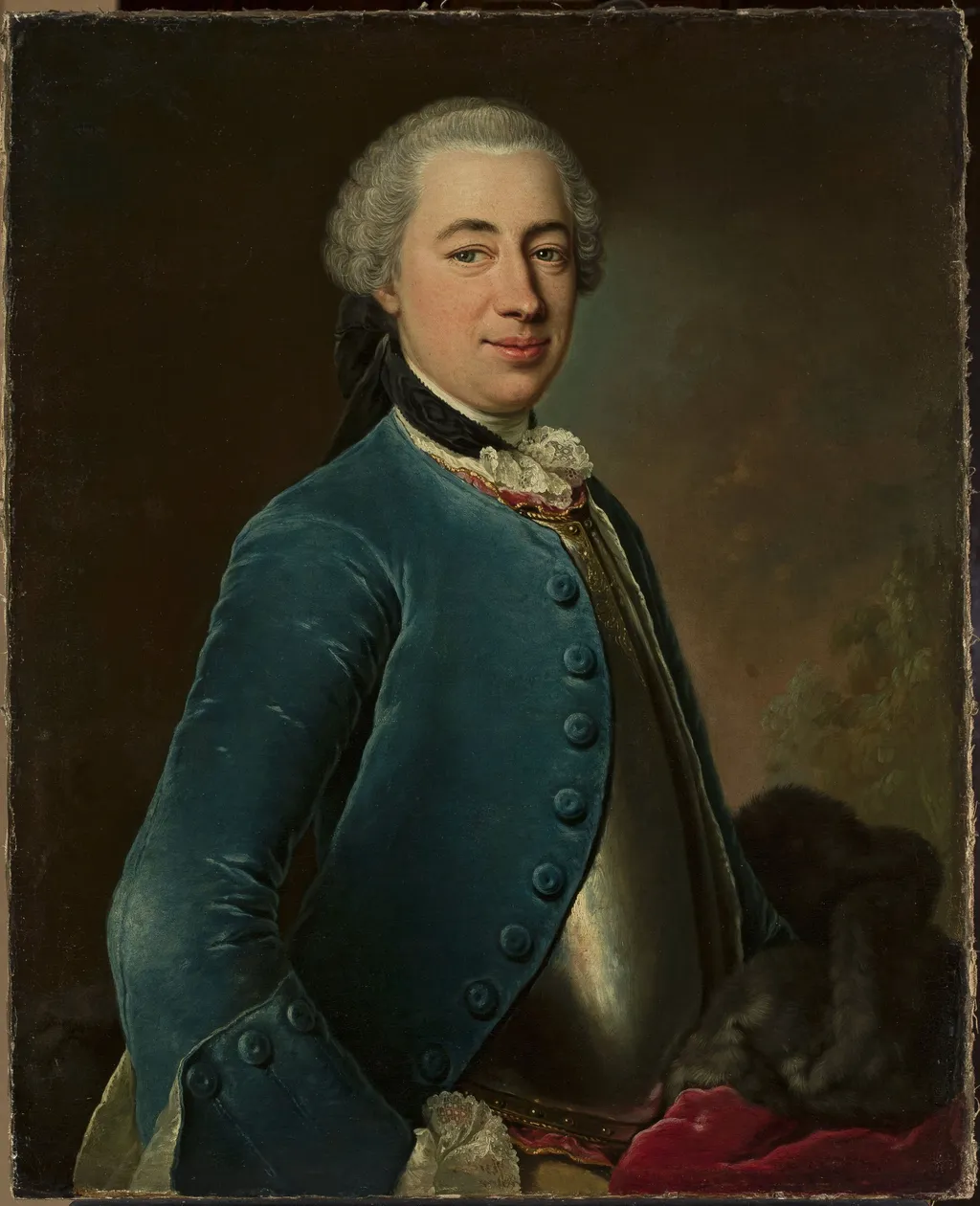 Portrait of a man in armour, by Georg David Matthieu, oil, 1767