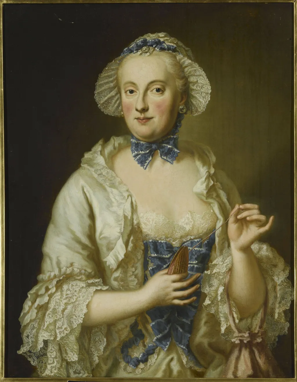 Portrait of Maria Anna Sophia of Saxony, Electress of Bavaria (1728-1797), by Georg Desmarées, oil, 1763