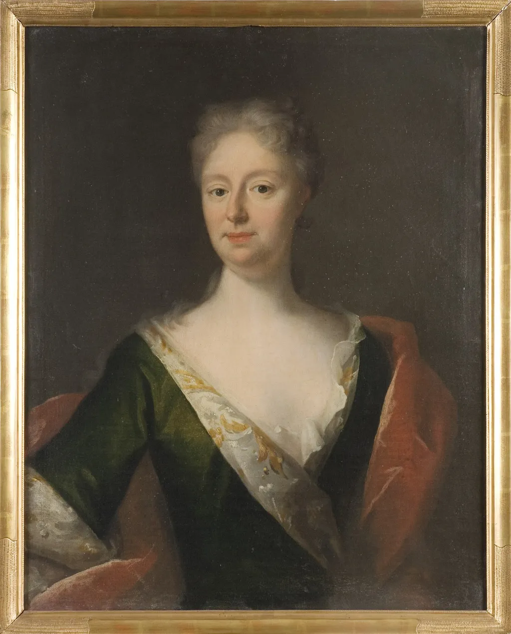 Sofia Gyllenstierna af Ulaborg (1682-1722), friherrinna, g.m. friherre Adolf Herman Wrangel af Lindeberg, by Georg Desmarées, oil, 1721