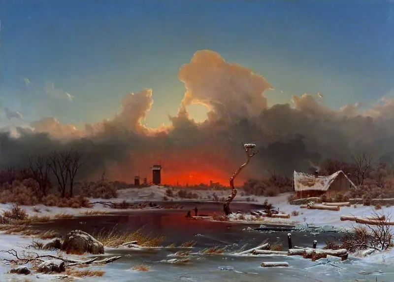 Frost Scene: The Setting Sun, by Georg Emil Libert