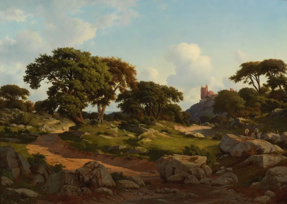 Landscape with a Ruined Castle, Hammershus on the Island Bornholm, by Georg Emil Libert