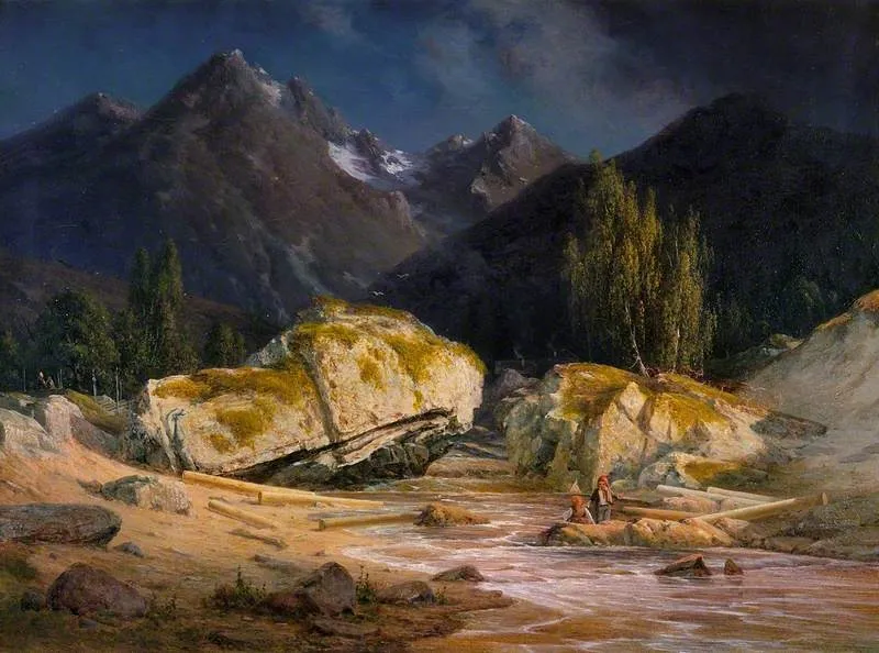Mountain Stream, by Georg Emil Libert, oil, 1870