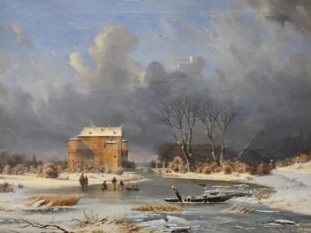 Snow scene - the Haunted House,, by Georg Emil Libert