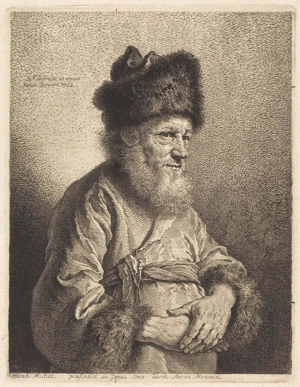 Hirsch Michel, by Georg Friedrich Schmidt, ink, 1762