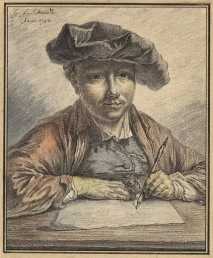 Self-Portrait Sketching, by Georg Friedrich Schmidt