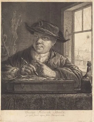 Self-Portrait with a Spider in the Window, by Georg Friedrich Schmidt