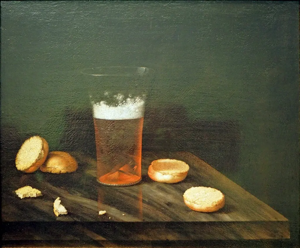 Still Life with Beer Glass and Bread Rolls, by Georg Hainz