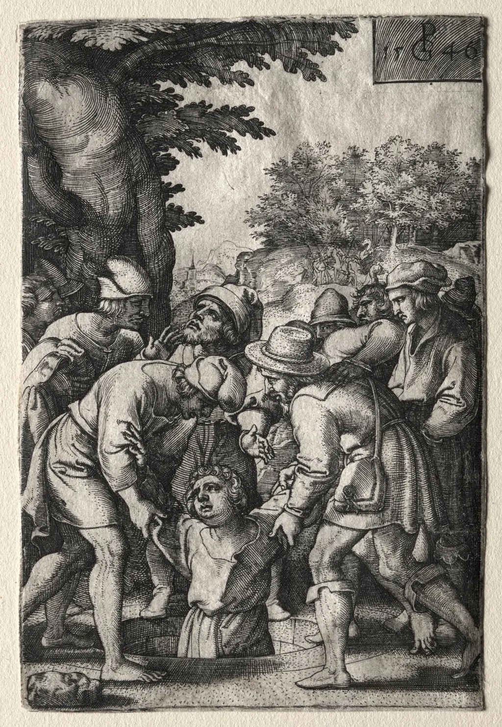 Joseph Lowered into a Well, by Georg Pencz, 1546