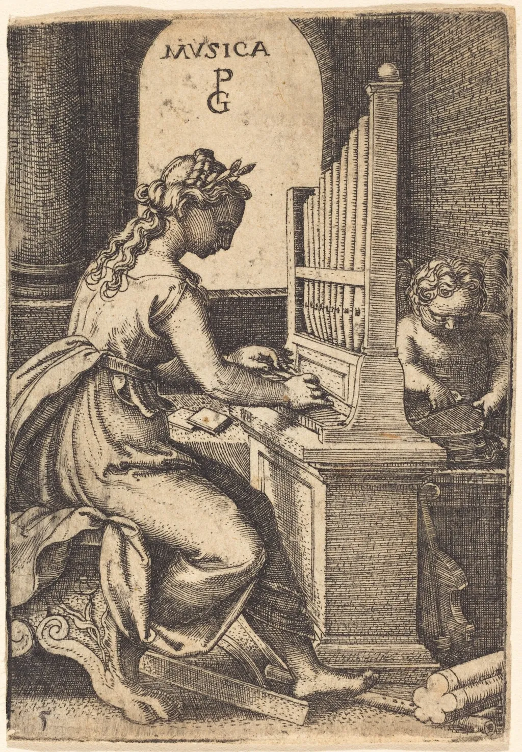 Music, by Georg Pencz, ink, 1525