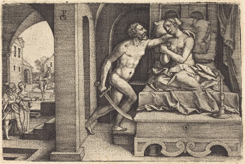 Tarquin and Lucretia, by Georg Pencz, ink, 1525