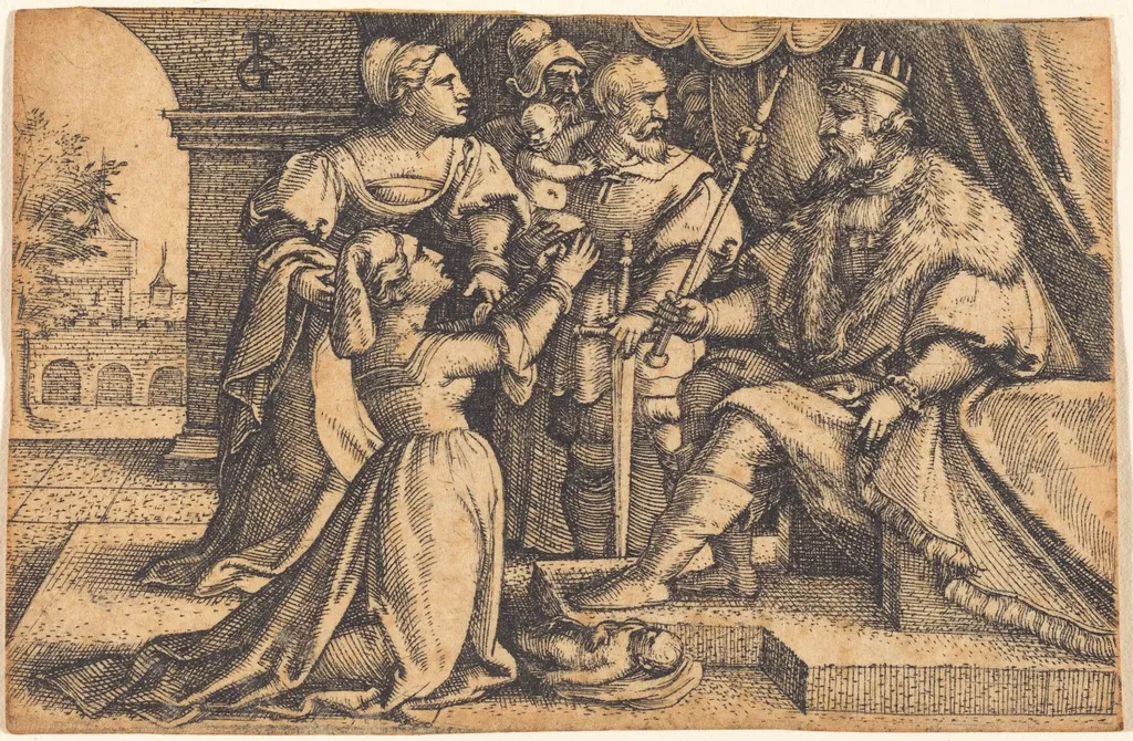 The Judgment of Solomon, by Georg Pencz, ink, 1525