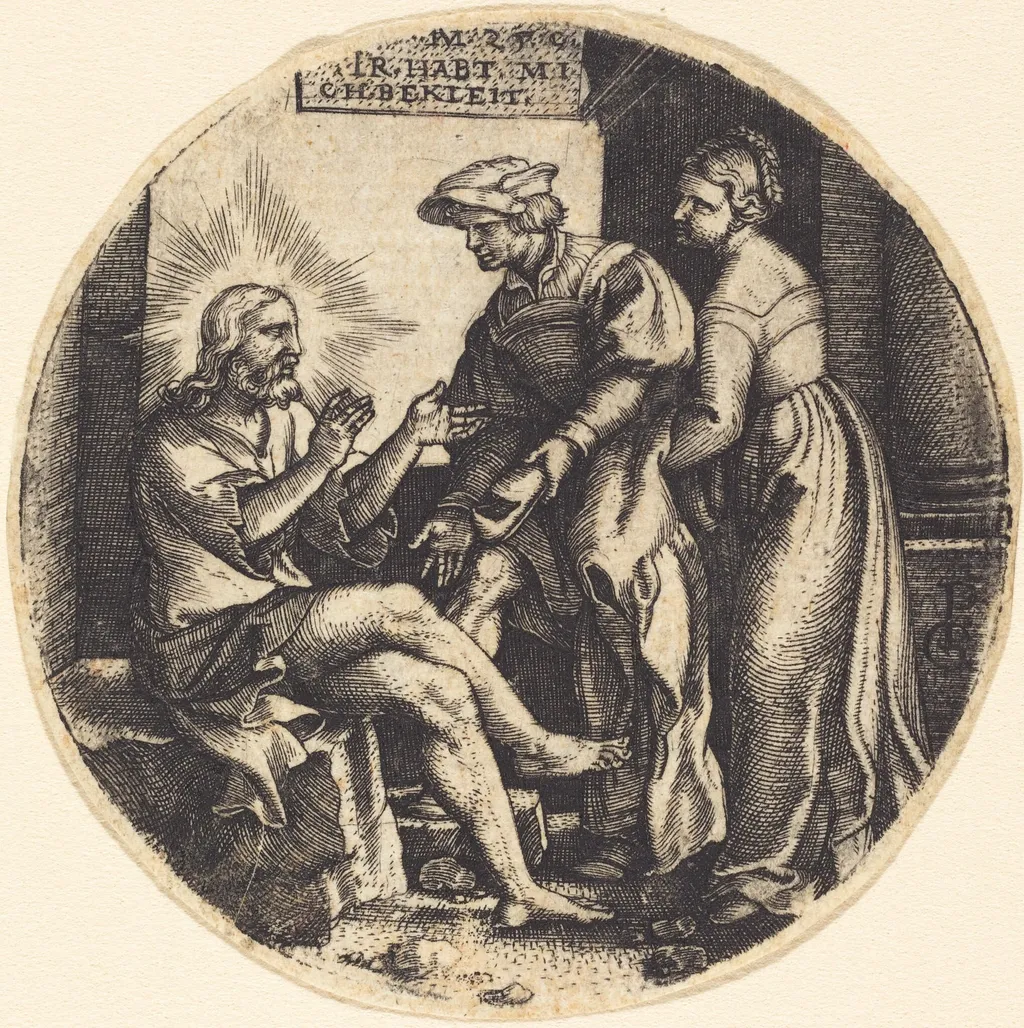 To Clothe the Naked, by Georg Pencz, ink, 1525