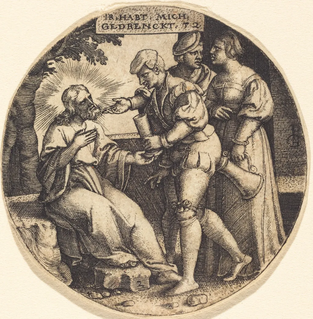 To Give Drink to the Thirsty, by Georg Pencz, ink, 1525