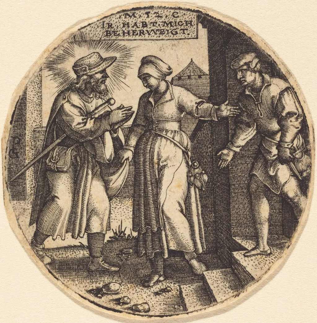 To House the Pilgrims, by Georg Pencz, ink, 1525