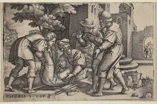 Tobias Burying One of the Children of Israel, by Georg Pencz