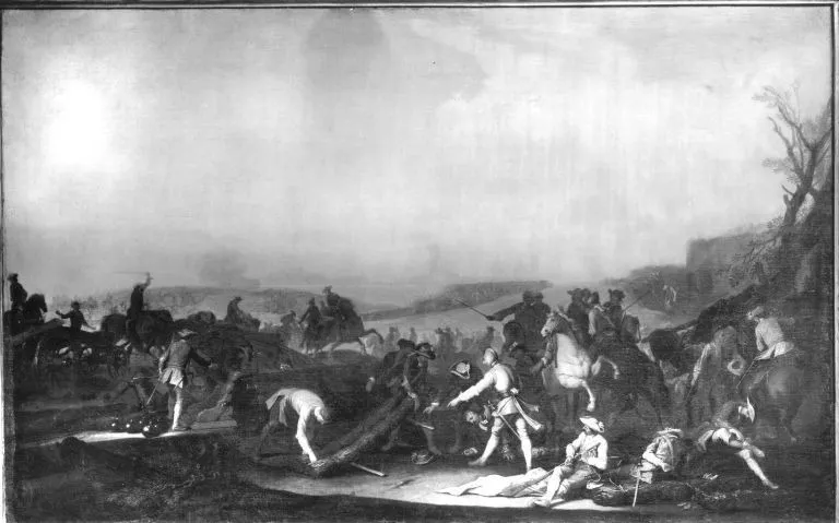 Belagerung einer Stadt (Augsburg 1703), by Georg Philipp Rugendas the Elder, unspecified, 1705