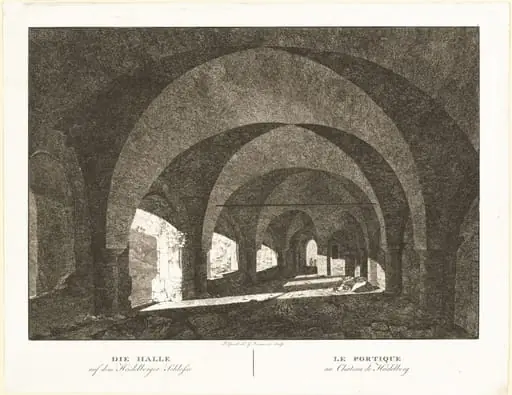 Die Halle auf dem Heidelberger Schlosse (The Hall of Heidelberg Castle), by Georg Primavesi