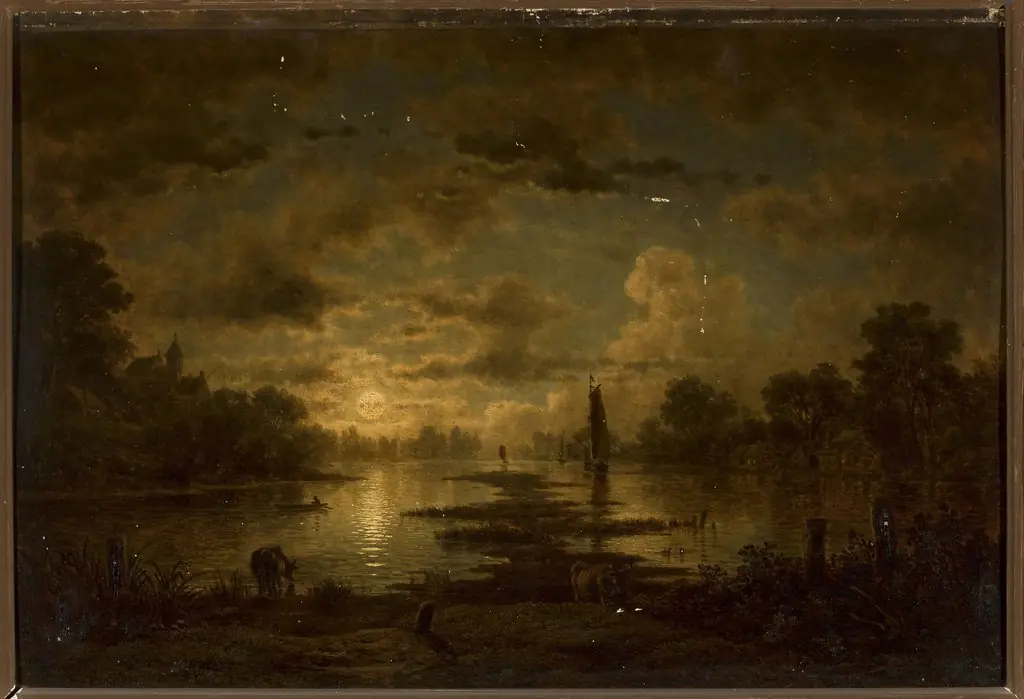 Moonlit night at the lake, by Georg Saal