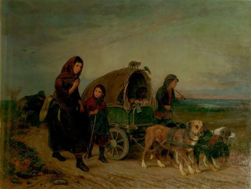 Travelling Dog Cart, by Georg Schwer, oil, 1860
