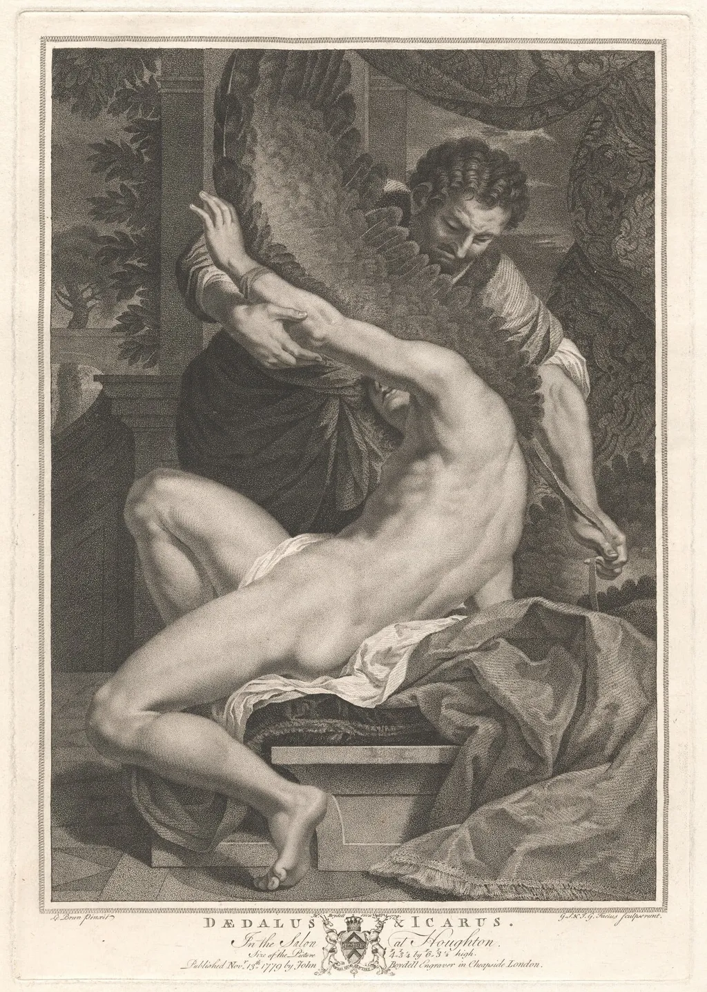 Daedalus and Icarus, by Georg Siegmund Facius, ink, 1779
