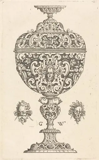 Goblet decorated with a masque with open mouth, by Georg Wechter I