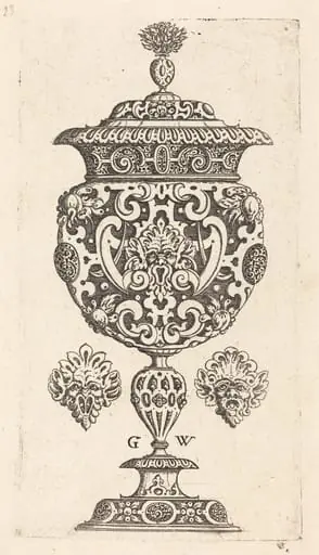 Goblet, rim decorated with masque with gaping mouth, by Georg Wechter I