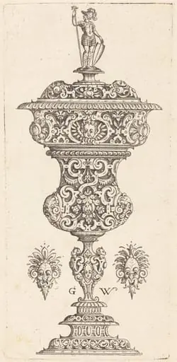 Goblet with lid surmounted by a Roman soldier, by Georg Wechter I